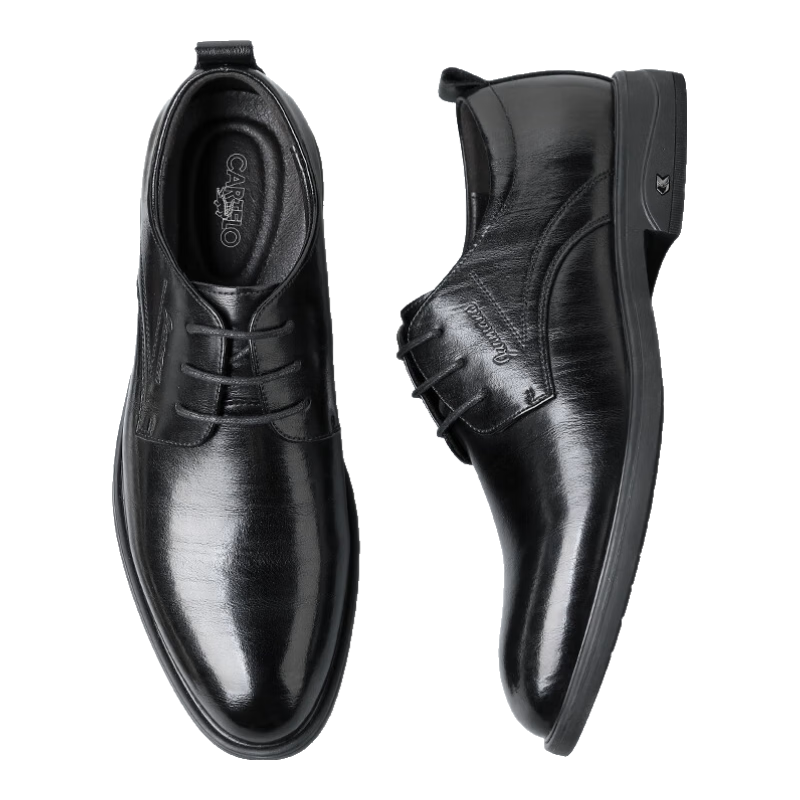 CARTELO Soft Cowhide Men's Shoes, Business Breathable Casual Leather Shoes, Retro Distressed Wear-Resistant Wedding Shoes for Men 9645, Black, Size 43