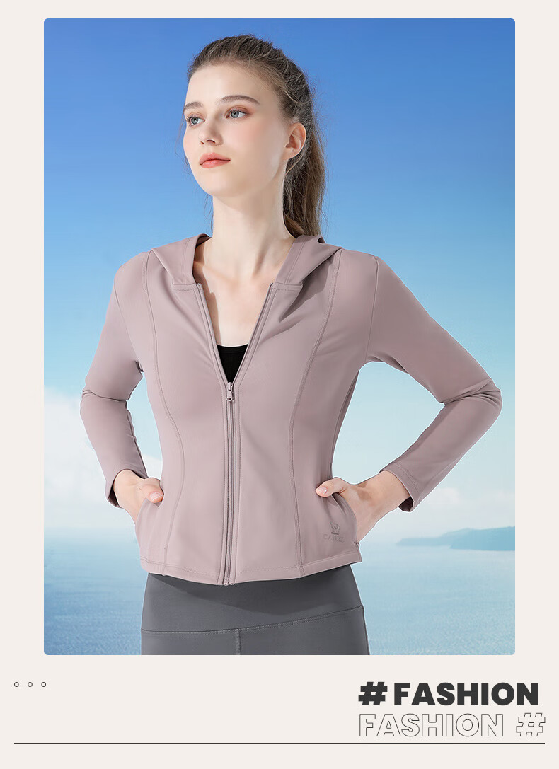 CAMEL Quick-Dry Sun Protection Jacket for Women, Original Yarn Ice-Feel Outdoor Sports Hoodie, Slim-Fit New Summer Top Coat 18