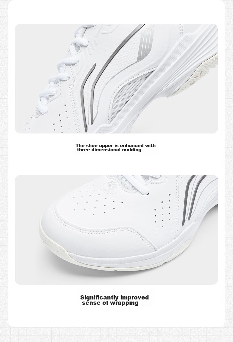 Li-Ning Badminton Shoes All-Round King V2.0 Unisex Shock-Absorbing Non-Slip Training Sports Shoes, Standard White/purple, Size 36 12