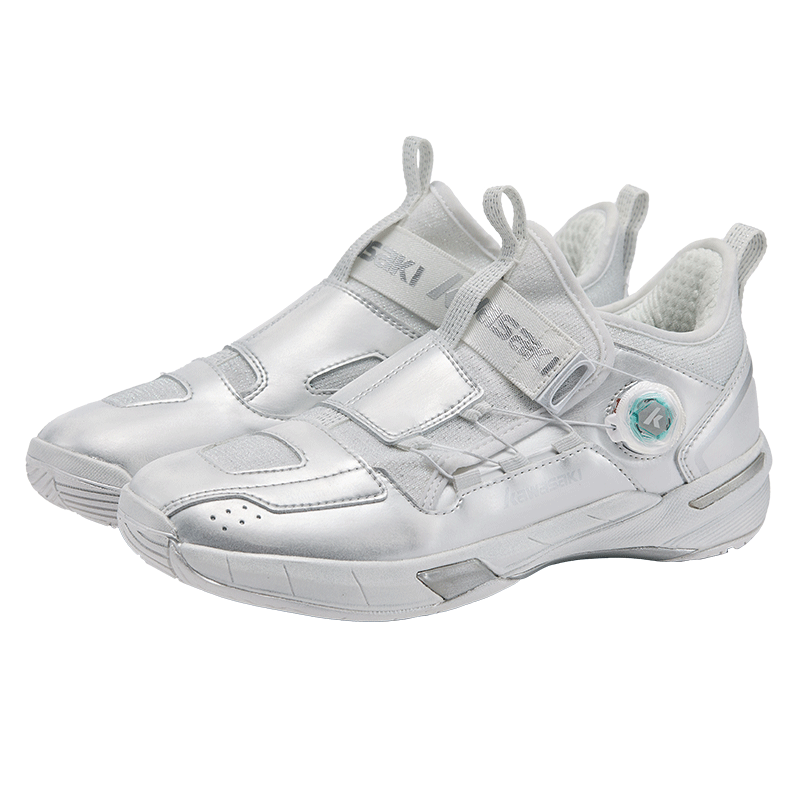 KAWASAKI Badminton Shoes, Wear-Resistant Button Laces, Men's And Women's Sports Shoes, Chuanyue 2.0 Mid, Space Silver, Size 37