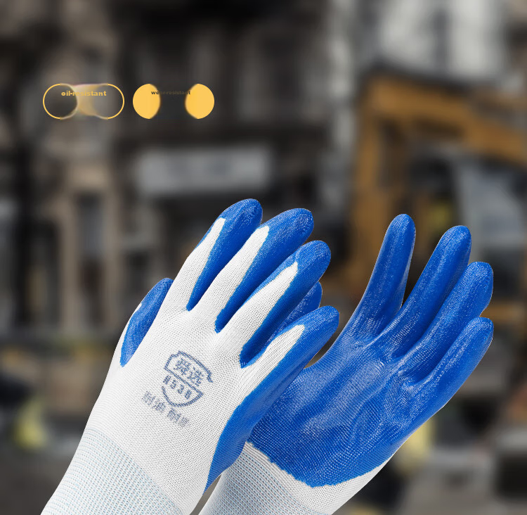 Shunxuan N538 Coated Work Gloves, Durable for Labor, Oil-Resistant, Non-Slip, Nitrile Rubber Gloves, Construction Site Protection, Handling, Maintenance, Breathable, 12 Pairs/pack 1