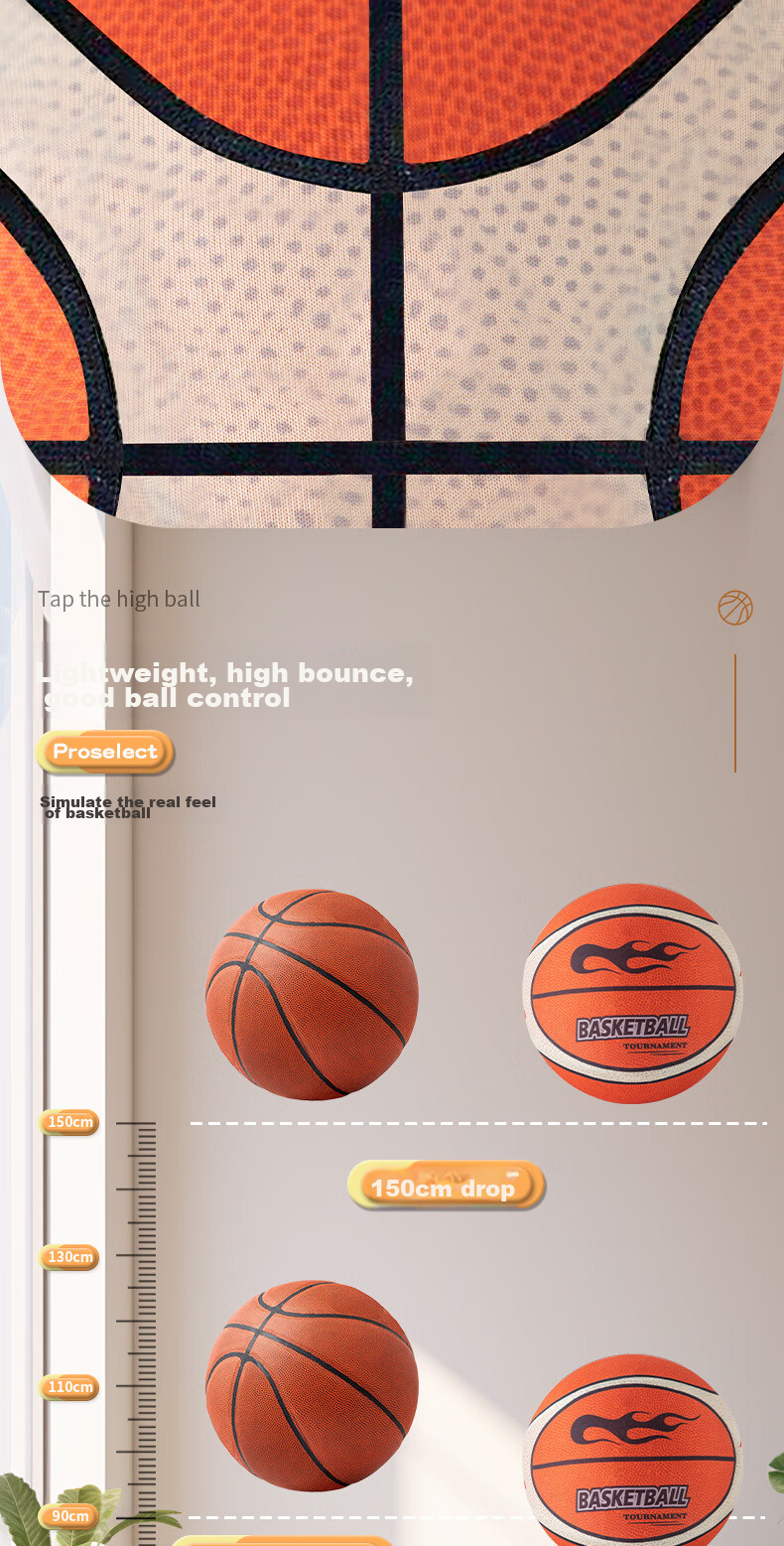 Mimeng Silent Basketball, No Dust, Size 7 Basketball, Fifth Generation, Children's Toy Ball, Indoor And Outdoor Elastic Ball, with Basket, Gift 6