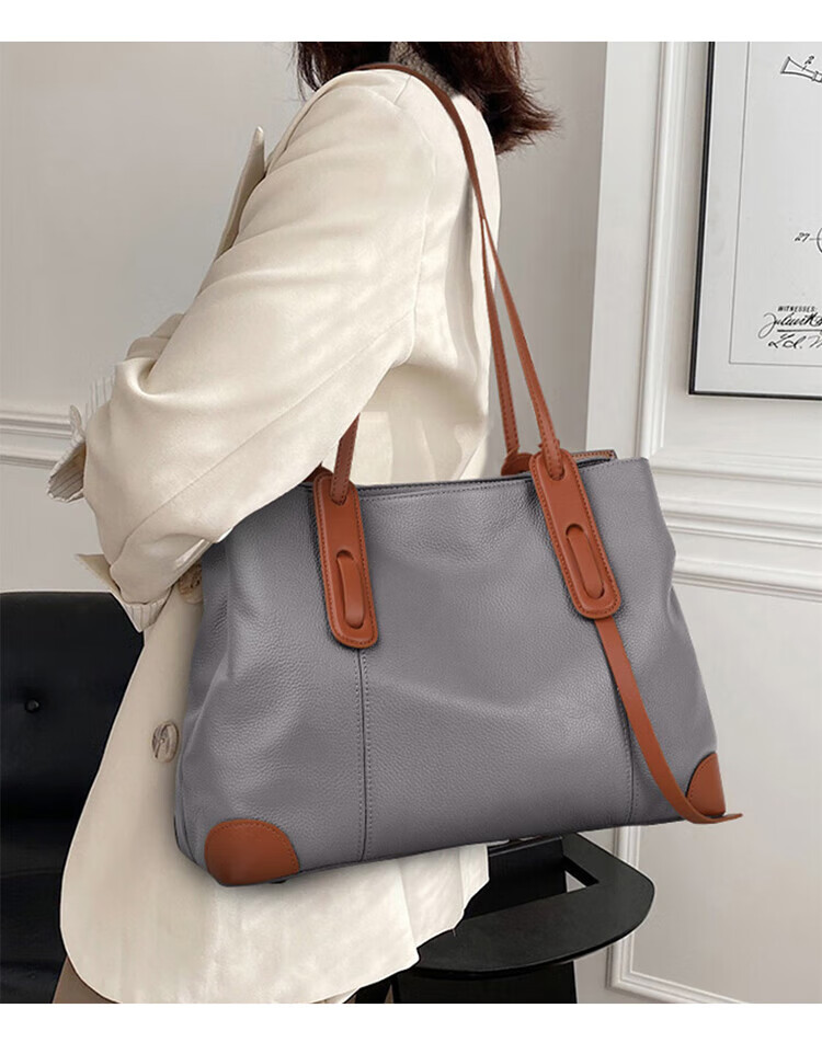 Viney Leather Handbag, Women's Large Capacity Tote Bag, Light Luxury Shoulder Bag, Birthday And Mother's Day Gift, Practical Present for Mom 3