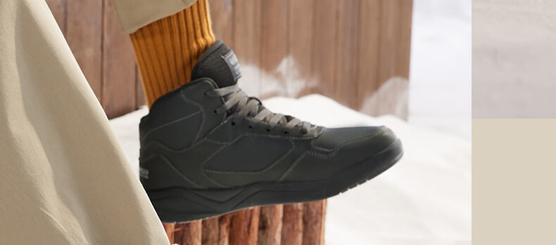 361° Men's Sports Shoes, Autumn And Winter High-Top Fleece-Lined Warm Cotton Shoes, Casual Sneakers for Men, 672146606A-8 41