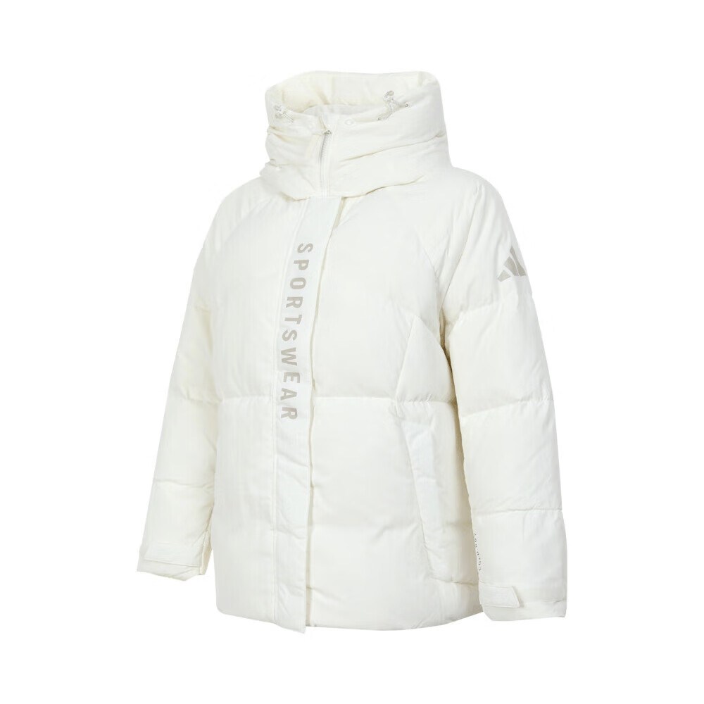 Adidas Women's Winter Regular Duck Down 600 Fill Power White Hooded down Jacket, JM4618, Size L