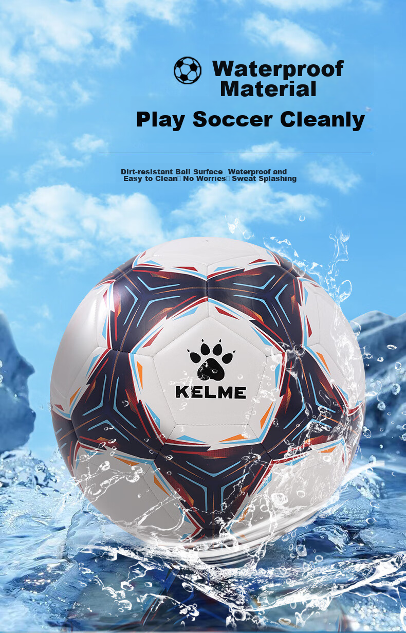KELME Sewn Football Training Match Ball Durable Size 4 Children's Standard White Blue 5