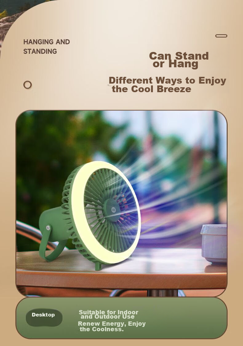 DP Outdoor Picnic Camping Lantern, Hanging And Standing Dual-Use Small Fan-Shaped Lighting Lamp, Portable Multifunctional Camping Fan Lamp 3