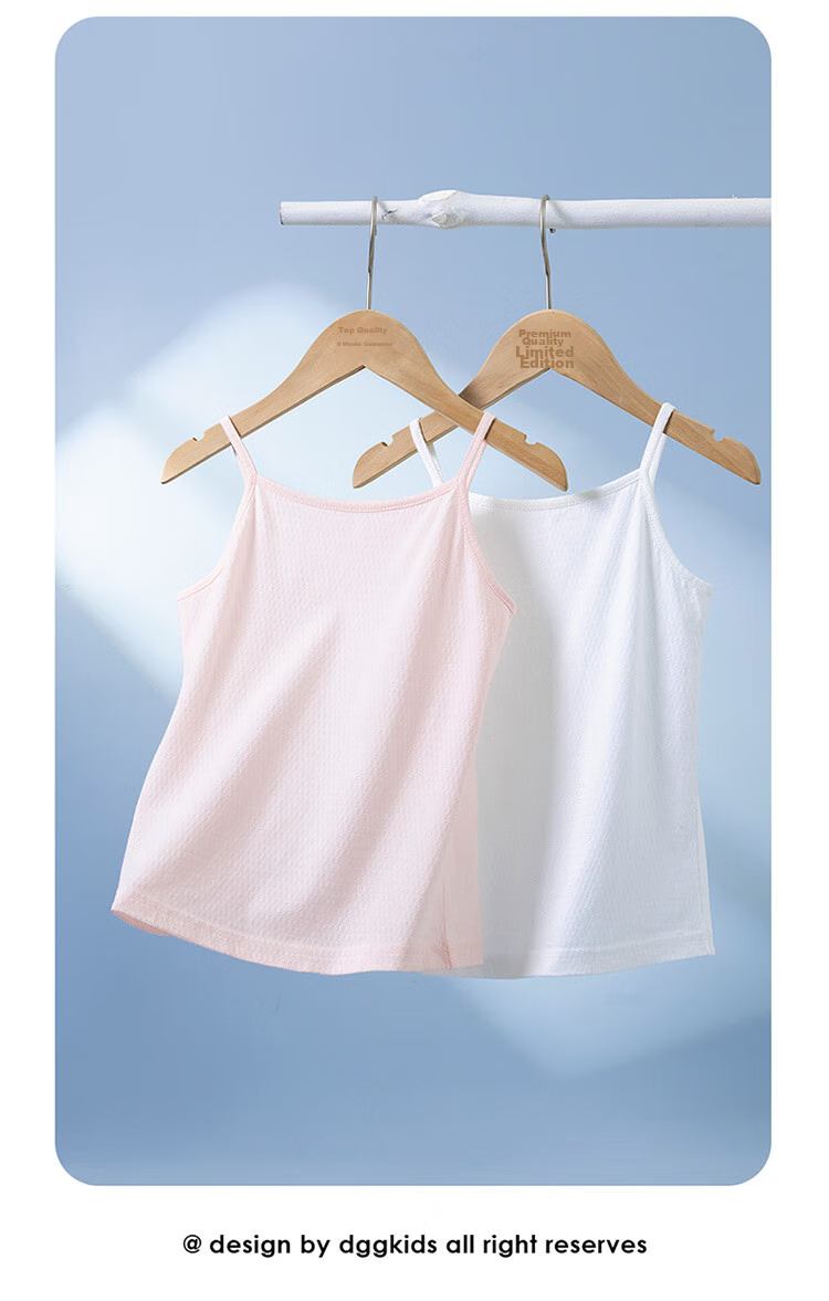 Dingguagua Girls' Camisole, Children's Cotton Tank Top, Baby Development Period, Little Girls' Breathable Style, Pure Cotton, 2-Pack, Size 150 13