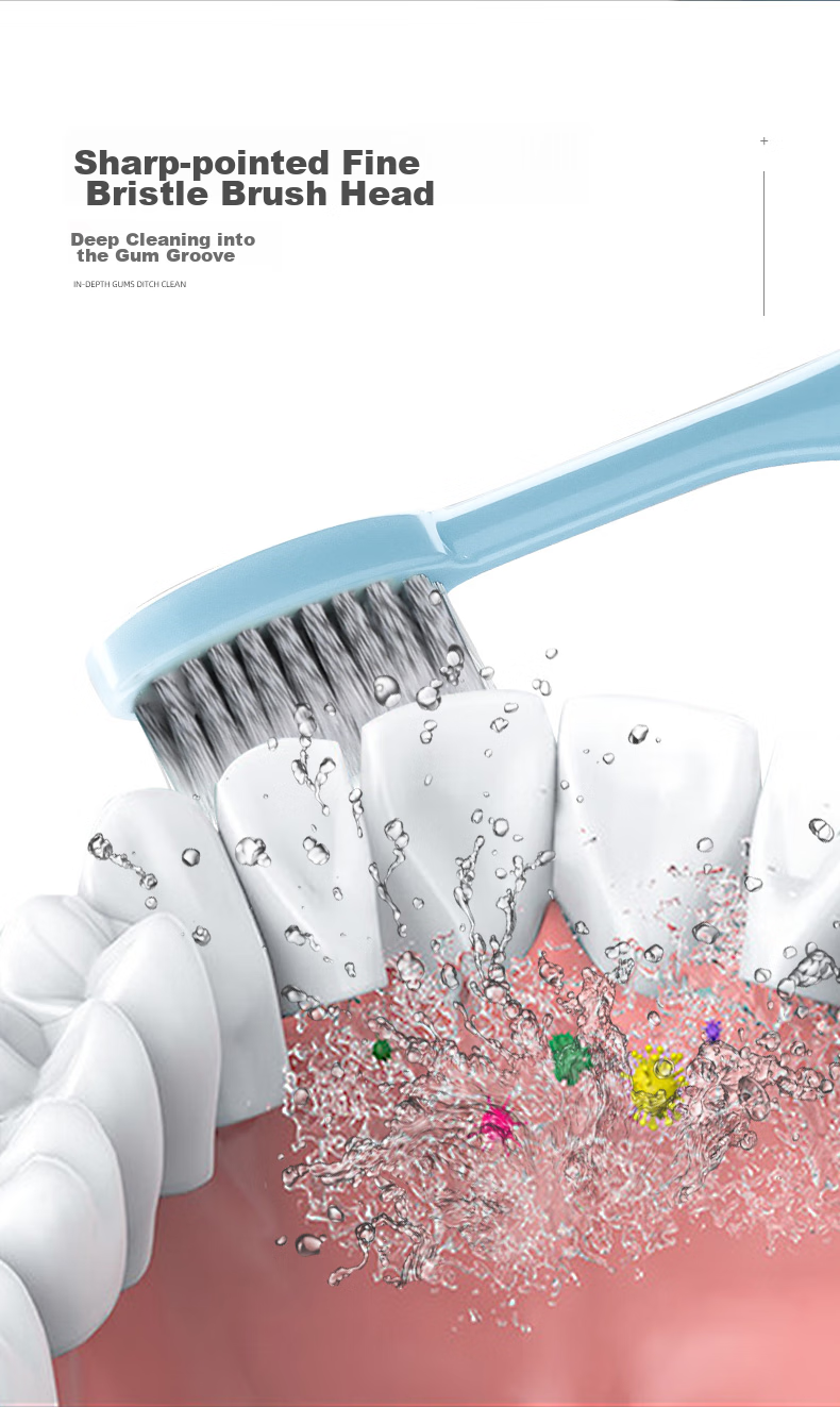Etravel Toothbrush Heads Set of 4 Travel-Friendly Foldable Mini Soft Bristles Small Heads Blue*2 + White*2 2