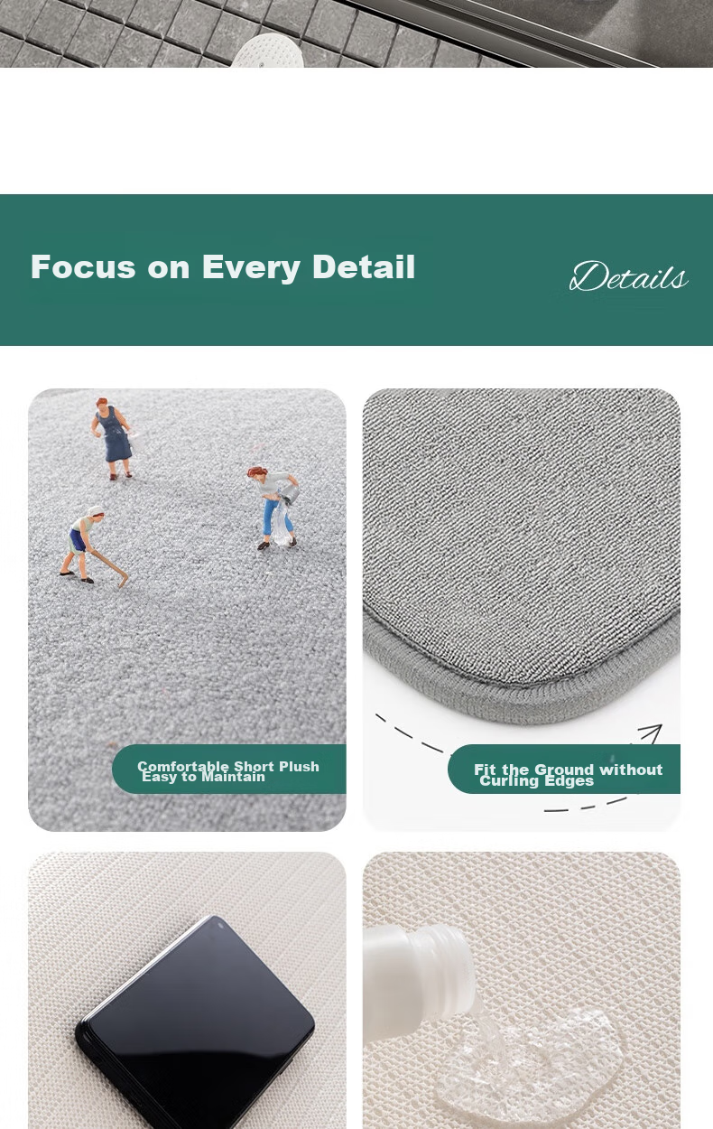 Fengliang Bathroom Mat, Absorbent Foot Pad, Non-Slip Mat for Bathroom Entrance, Bath Mat, Toilet-Specific Mat, Upgraded Thickened Versio 12