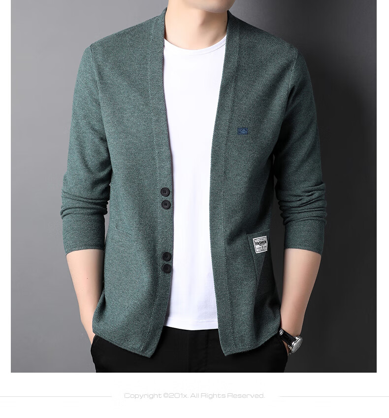Hengyuanxiang Men's Knitted Cardigan Sweater Jacket Trendy Youth Pocket Shawl HJ172 Black 170/88A 9