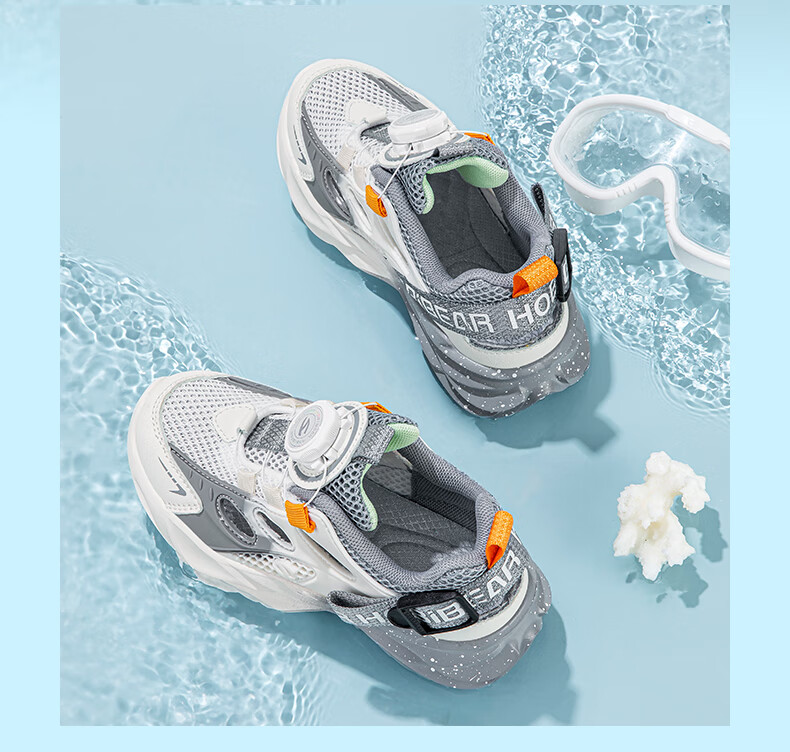 HOBIBEAR Girls' Shoes Summer Children's Sandals Boys' Rotating Buckle Beach Sports Sandals JD79U81 Blue-Gray Size 28 9