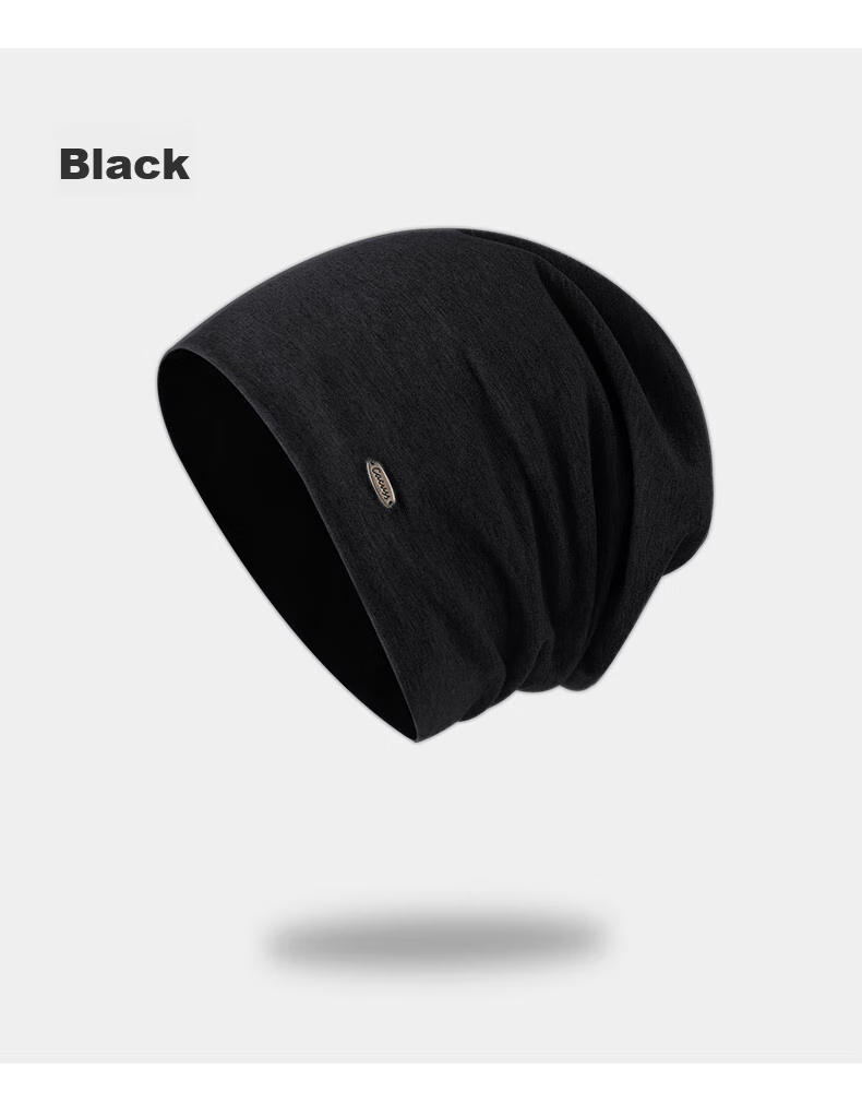 CACUSS Women's Postpartum Hat, Spring And Autumn Cotton Sleep Cap, Thin Head Wrap, Slouchy Hoodie, Cold Weather Cap, Black Medium 26