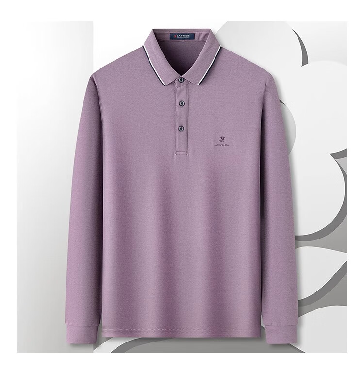 MONTAGUT Men's Long Sleeve Polo Shirt Spring Autumn Cotton Breathable Comfortable T-Shirt Gray Blue M(48) 7