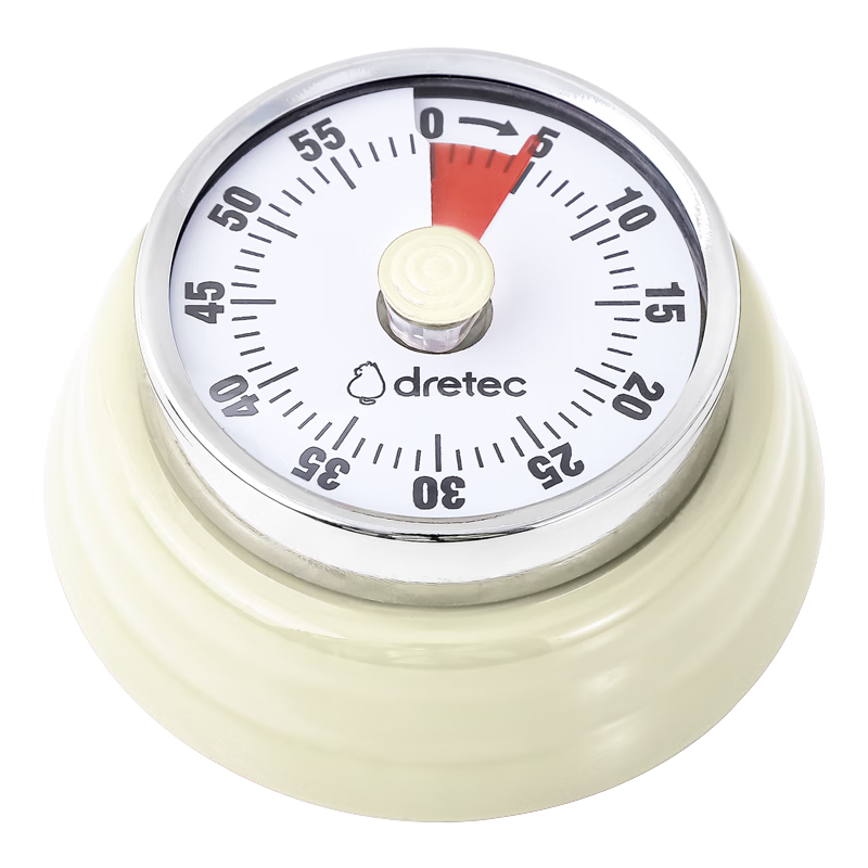Dretec Japanese Timer, Kitchen Timer, Mechanical Refrigerator Timekeeper, Clock Alarm Reminder, Beige Color