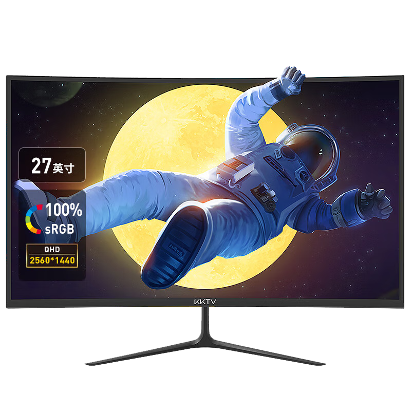 KKTV 27-Inch 2K High-Definition 165Hz Curved Screen Monitor, 1800R Wall-Mountable, Large-Screen Gaming Display for CSGO And PUBG K27G1CQ