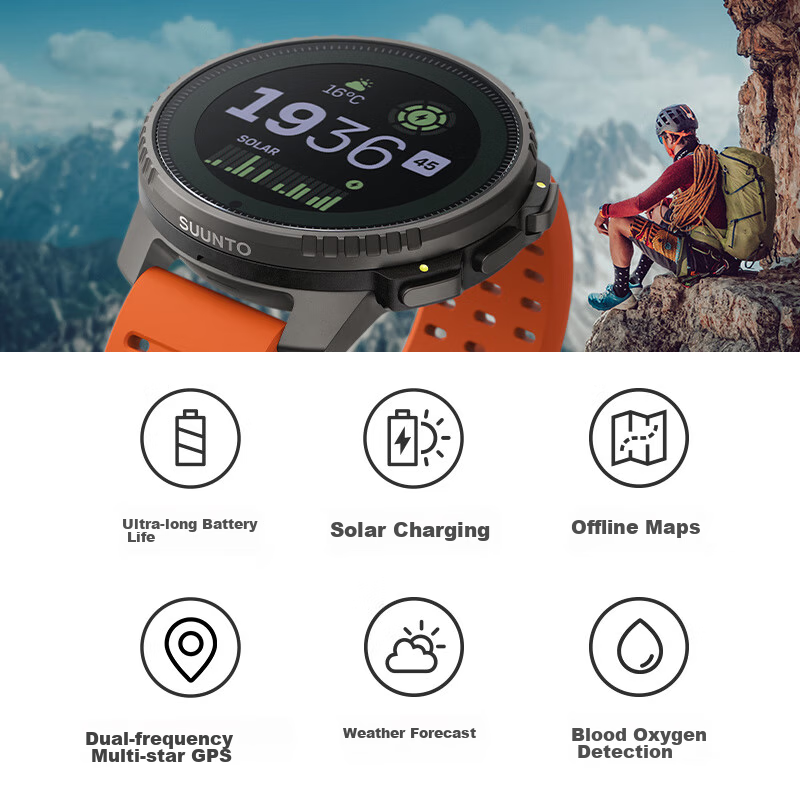 SUUNTO Vertical Outdoor Adventure Watch, GPS Positioning, Heart Rate And Blood Oxygen Monitoring, Smart Sports Watch, Birthday Gift, Sand White