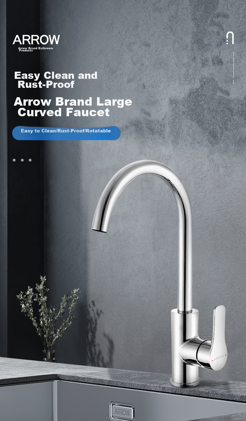 ARROW Kitchen Faucet, 304 Stainless Steel Single Cold Anti-Splash Clean Water Rotatable Sink Tap for Vegetable Washing Basin And Balcony 1