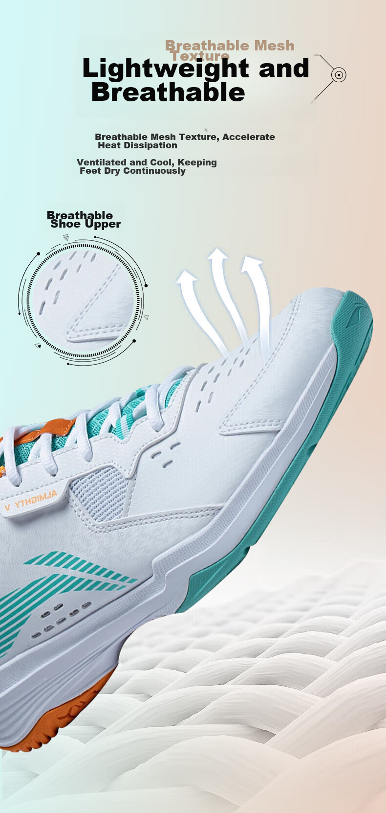 Li-Ning Badminton Shoes All-Round King V Unisex Shock-Absorbing Training Shoes Standard White AYTT001-5 White Size 44 3