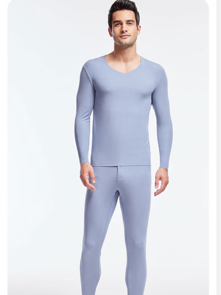 Aimer Men's Thermal Underwear Set, Seamless Modal Base Layer, Comfortable Fit NS74J471 Dark Blue 180 12