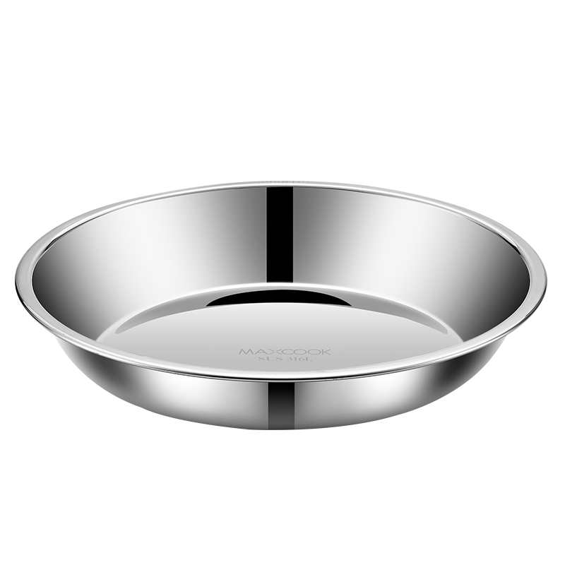 MAXCOOK 316L Stainless Steel Plate Dish, Bowl Dish 24cm, Thickened Widened Deepened Shatterproof MCWA1755