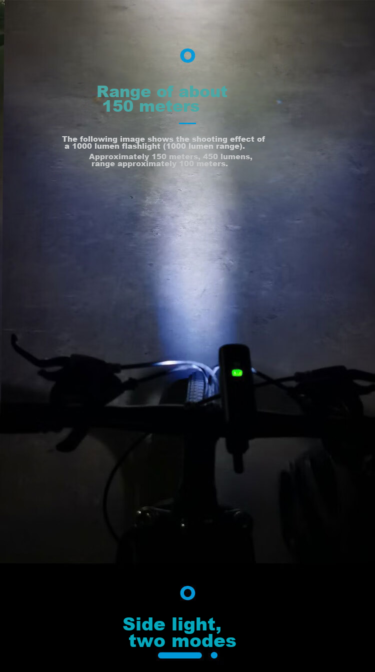 Move Iron Bicycle Light, Smart Sensor Front Light, Mountain Bike 1000 Lumens High Brightness Night Riding Light, Road Bike USB Rechargeable High-Intensity Flashlight, Cycling Equipment Accessories 12