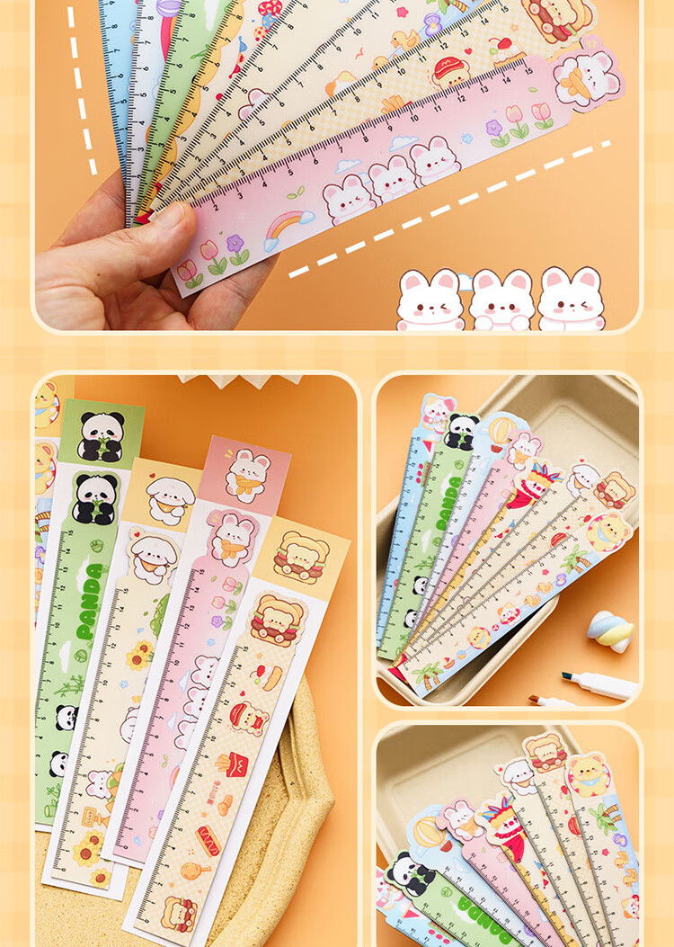 Yuhe Magnetic Flexible Ruler, Bendable up to 15cm, Multifunctional Fun Cartoon Straight Ruler, Drawing Ruler, Student Learning Supplies, Children's Reward Stationery, Children's Day And Back-To Gift, 5 Styles, 1224 7