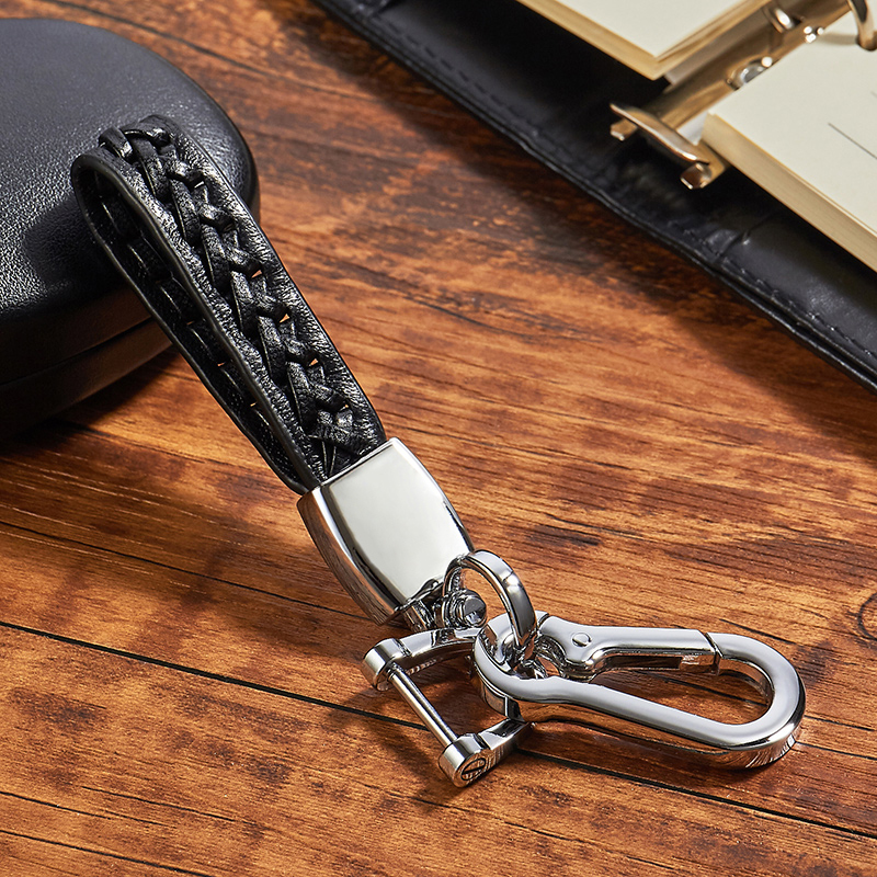 Dijialun Car Key Chain, Genuine Leather, Handwoven Key Cord, Car Accessories Decoration Ornament, Men's Gift Present