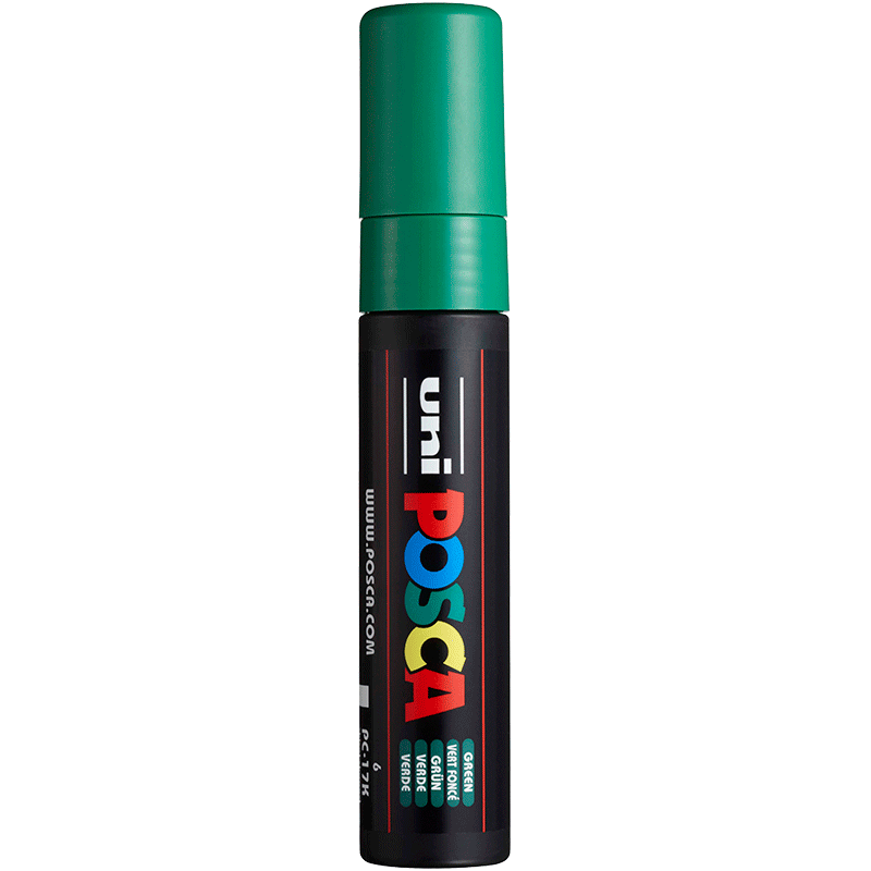 Uni Mitsubishi POSCA Acrylic Marker (Extra Large) Green Single PC-17K Brush for Posters, Advertising Signs, Drawing, Hand-Drawing, Graffiti, Painting, Watercolor, Graduatio