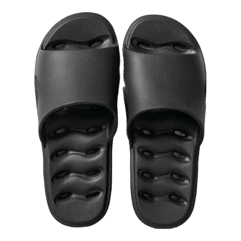 GUOLUOFEI [Size Adjustment] Bathroom Slippers for Men And Women, Summer Indoor Hollow Water-Draining EVA Sandals, Black, Size 39-40