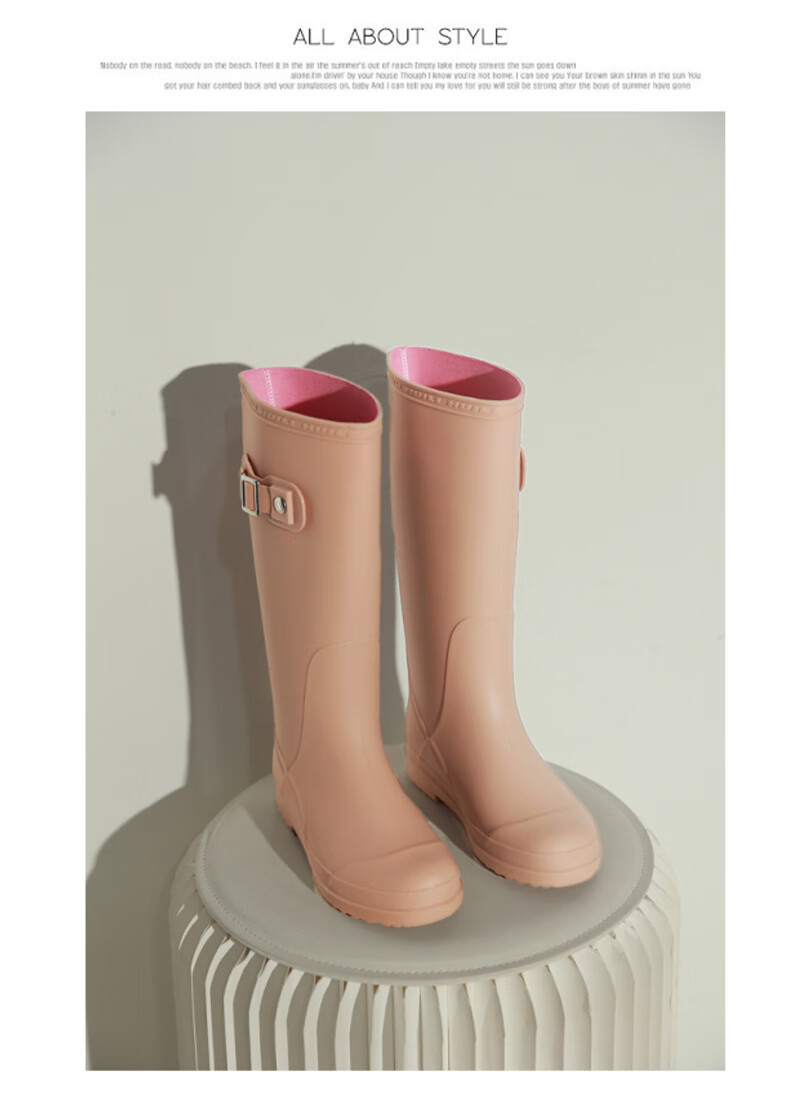 Warrior Women's Fashion Adult High Tube Rain Boots Waterproof Shoes Rubber Boots HXL73-B Gray Size 36 11
