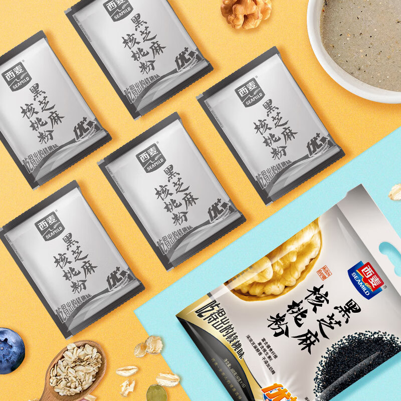 西麦黑芝麻核桃粉600g燕麦片黑芝麻糊冲饮谷物代餐粉营养早餐独立包装