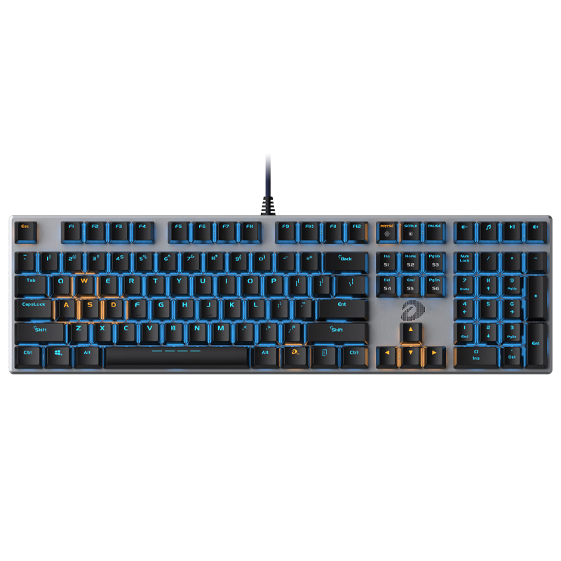 DAREU EK815 Mechanical Alloy Edition Keyboard, Wired Keyboard, Gaming Keyboard, 108 Keys Single Backlight, Multi-Key Anti-Ghosting, PUBG Keyboard, Black And Silver Switches