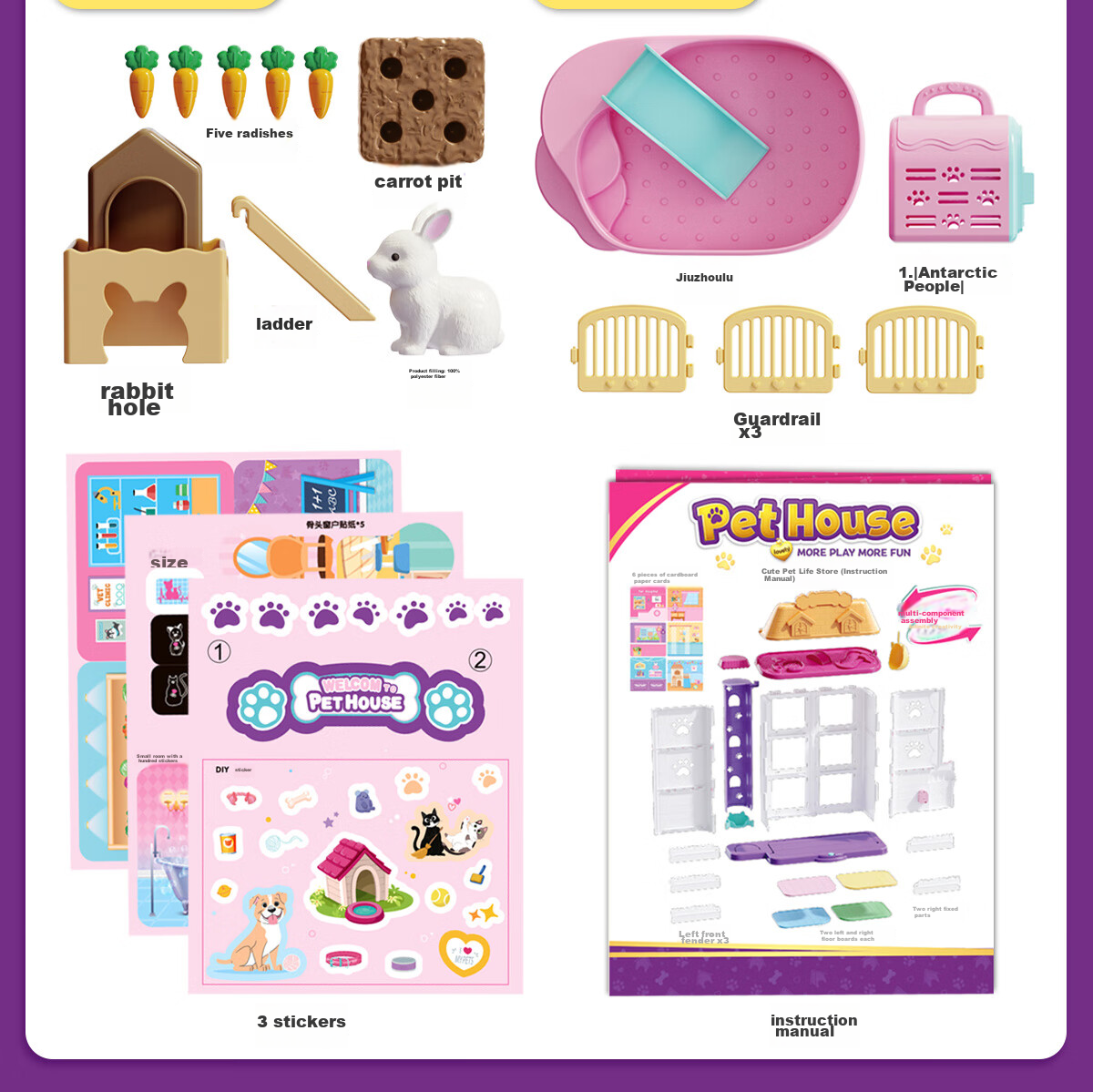 Anlili Children's Toy, Girl's Gift, Pretend Play Pet Life Villa House, Birthday Present 18