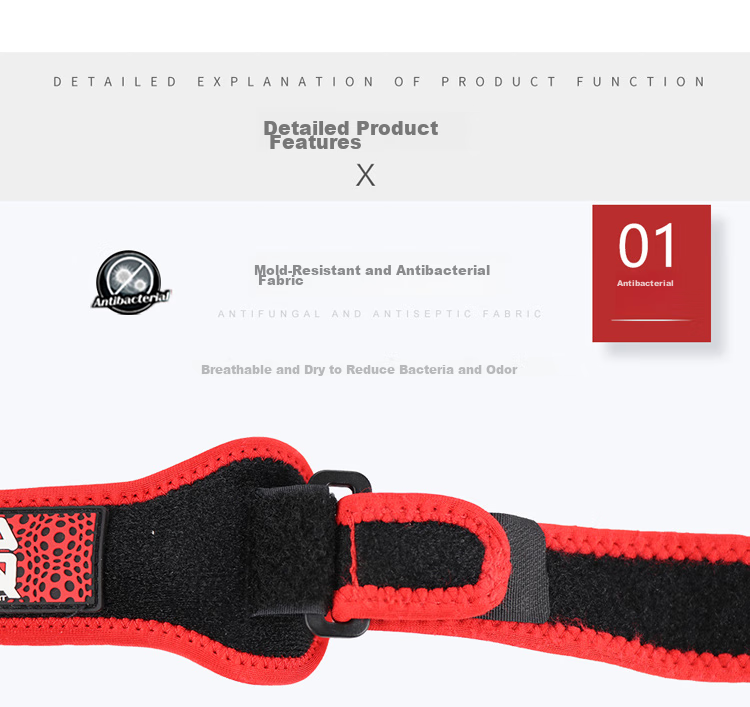 AQ Patellar Strap Compression Band Patellar Protection Band for Men And Women Sports Patellar Knee Brace 50511SP Black And Red 5