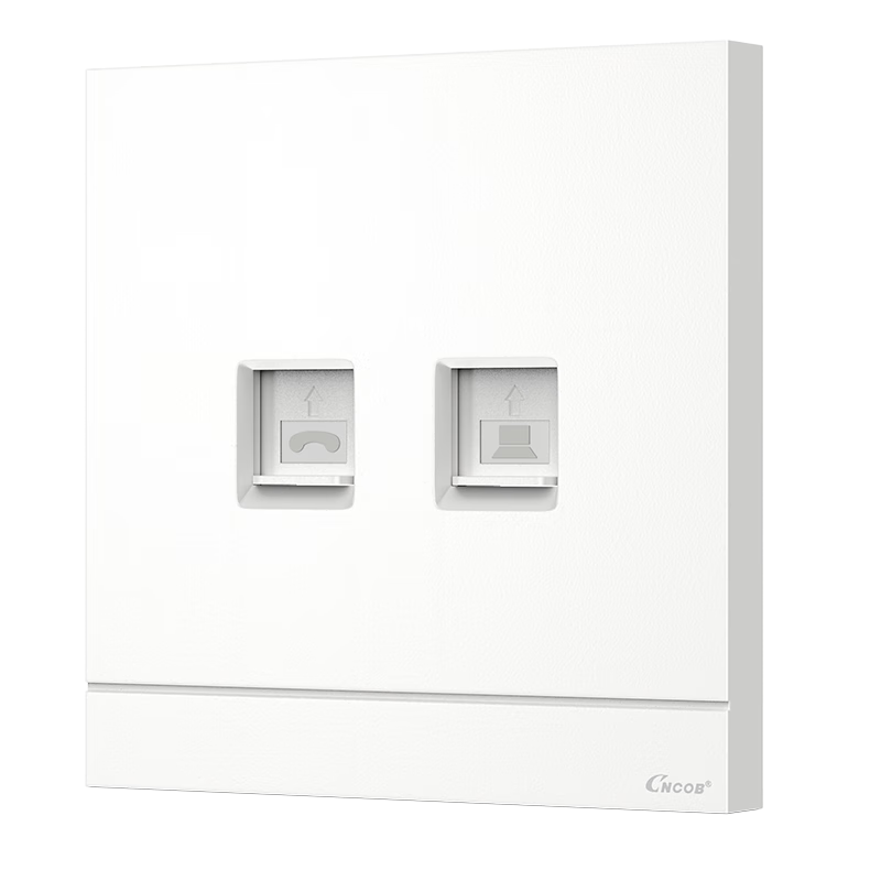 CNCOB Network Panel Dual Port [Ivory White], Home Wall Network Port Computer Network Cable Socket Panel Universal Cat5/6/7 Module 86 Type Panel, CN-1202