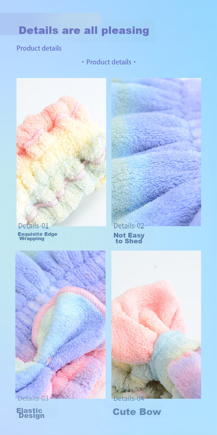 Grace Hair Drying Cap, Cute Korean Style, Absorbent, Soft, Thickened, Portable, Hair Wiping Cap, Quick-Drying Hairband, Two-Piece Set 4
