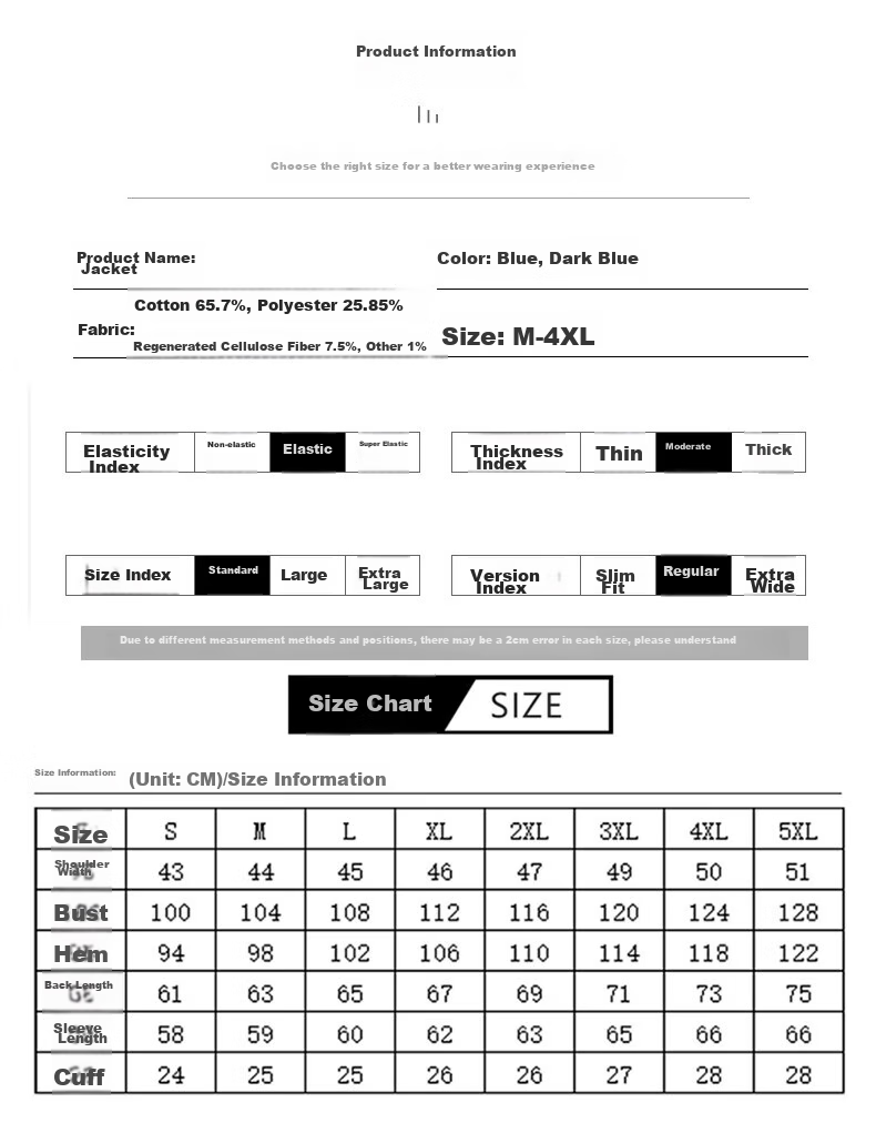 Jeanswest Men's Jacket 2026 Spring Summer Trendy Embroidered Youth Workwear Long Sleeve Denim Coat Loose Fit Dark Blue 4XL 3