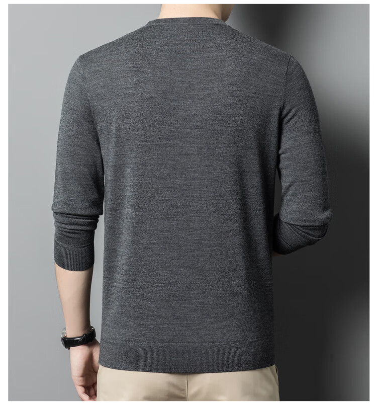 Hengyuanxiang 100% Fine-Spun Wool Sweater for Men, Machine Washable, Autumn And Winter Pullover Thin Sweater, Men's V-Neck Knit Sweater, Business Casual Solid Color Pure Wool Clothing, 20007003, Bright Red, Size 165 18