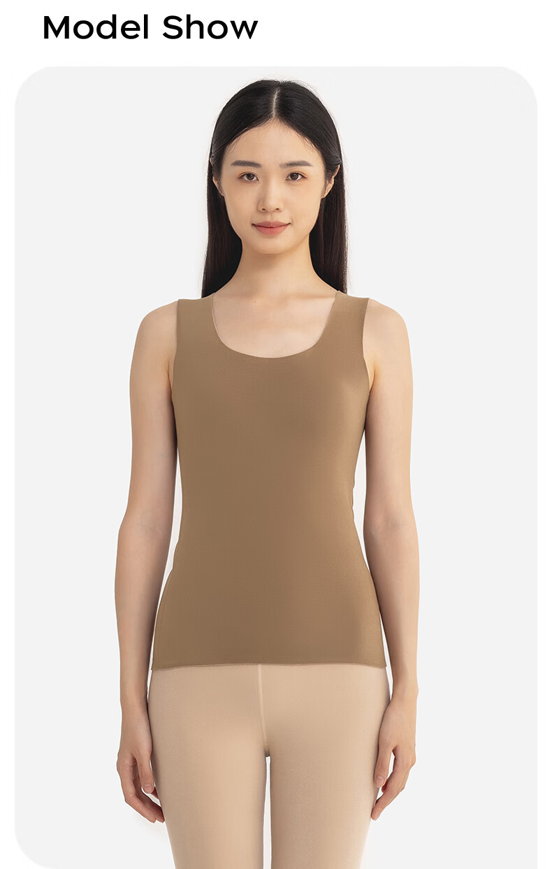 Yiershuang [Cashmere Silk Fleece Lined] Autumn Winter Warm Vest Women's Seamless Cut Thermal Underwear 12