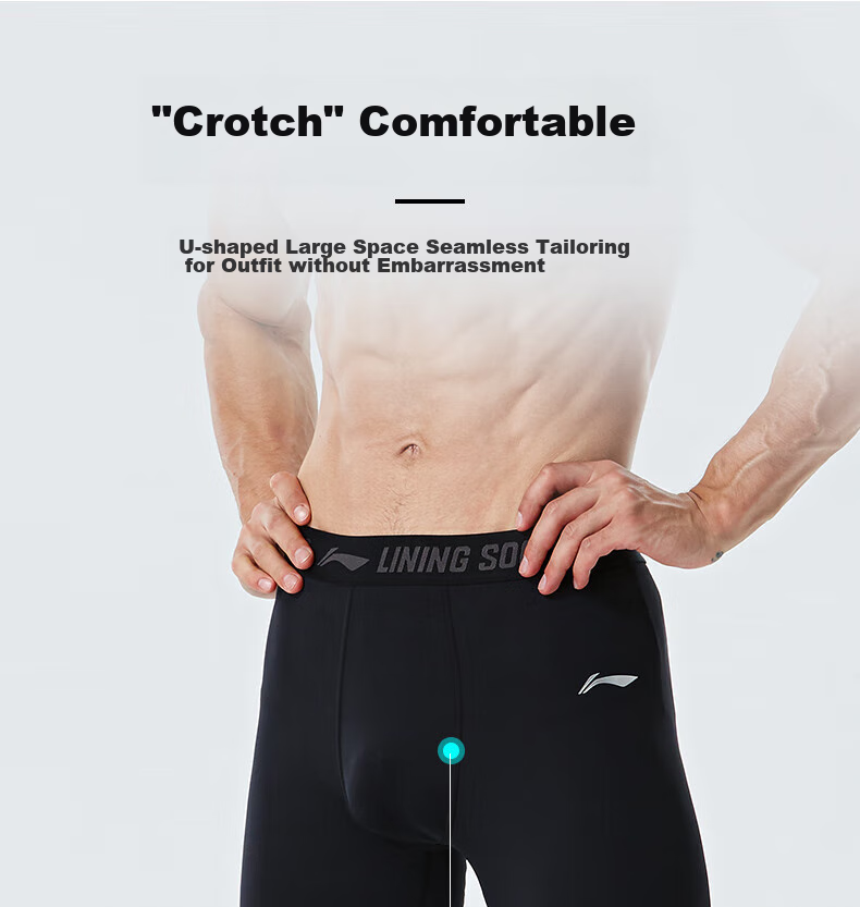 Li-Ning Compression Pants for Men, Autumn And Winter Running Sports Base Layer, High-Elasticity Quick-Dry Basketball Training Fitness Shark Pants 11