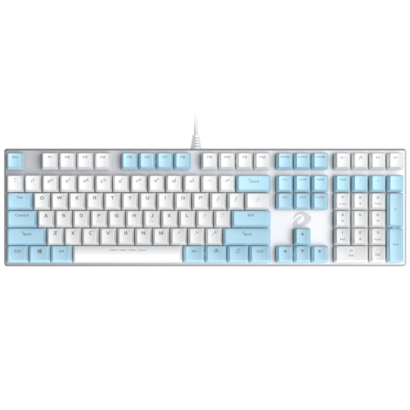 DAREU EK815 Mechanical Alloy Keyboard, Wired Keyboard, Gaming Keyboard, 108 Keys Single Backlight, for Men And Women, Computer Keyboard, White And Blue, Blue Switch