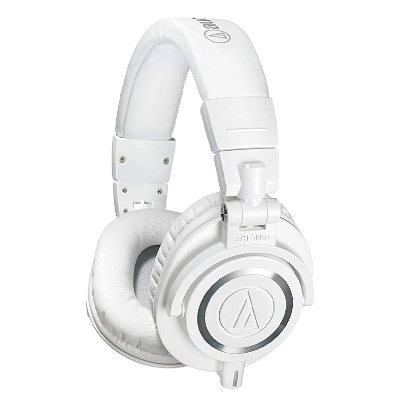 Audio-Technica M50X WH Over-Ear Professional Fully Closed Music HIFI Headphones for Live Streaming And Music Editing, White