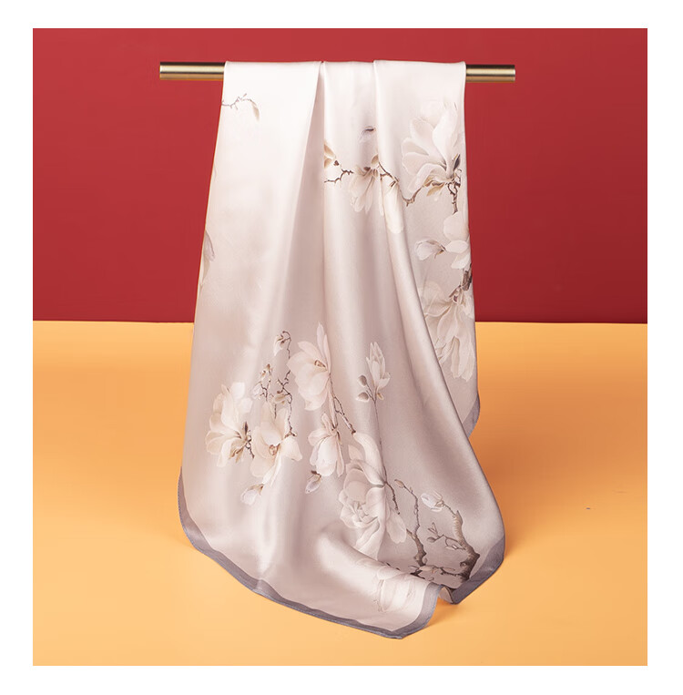 Shanghaigushi Silk Scarf, 100% Mulberry Silk Square Scarf, Satin Wrap Gift Box, Gift for Mom And Elders, Spring Breeze Brings Warmth 12