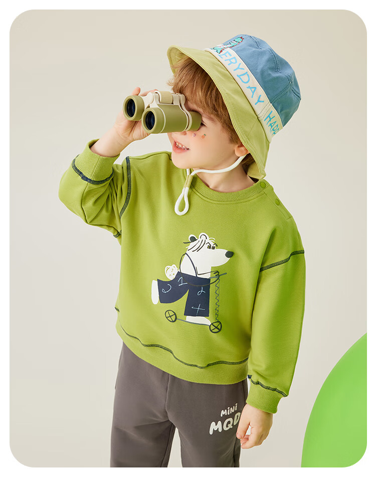 MQDMINI Boys' Sweatshirt, Children's Round Neck Top, Stylish And Trendy Clothing for Young Kids, French Toast Bluebell 17