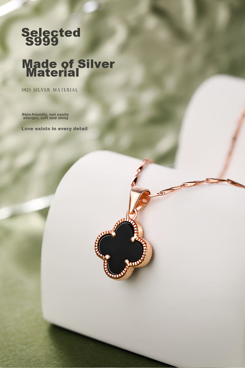 MANHE S999 Sterling Silver Four-Leaf Clover Necklace for Women, 2026 New Light Luxury High-End Birthday Gift for Girlfriend 4