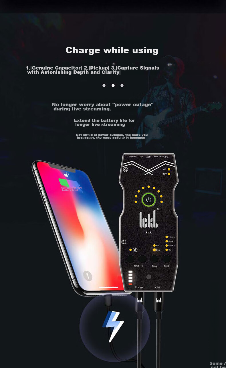 Ickb So8 Sixth Generation Sound Card CQA3317 Wireless Microphone Monitoring Headset Set, Mobile Phone Live Streaming Computer Universal Host Singing Karaoke Recording Live Broadcast Equipment Complete Set One-To 17