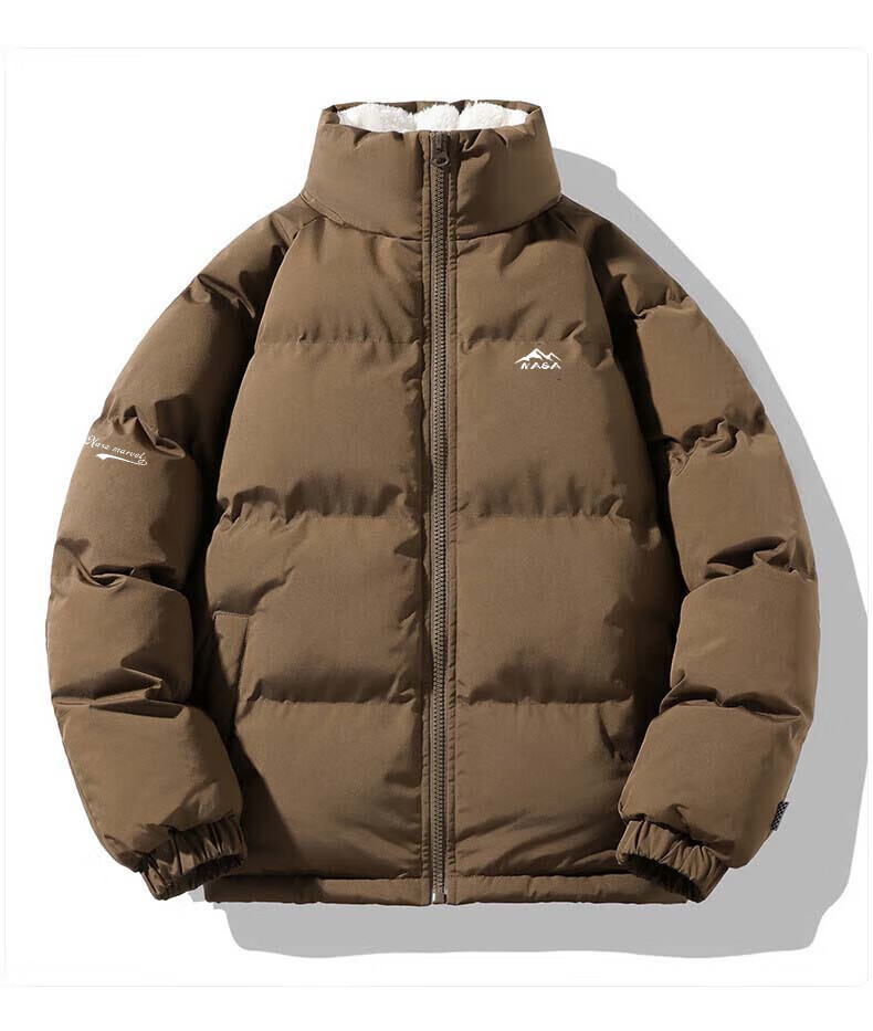 NASA MARVEL Cotton Jacket for Men, Winter Padded Coat, Couple Outfit, Thickened Loose Versatile Casual Coat, Black, Size L 15