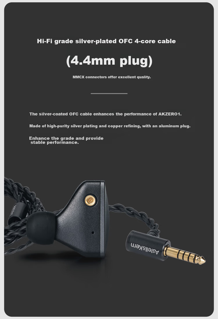 Iriver Astell&Kern AK ZERO2 Four-In Hybrid In-Ear Earphones, HIFI Music Headphones, Deep Silver Color, Gift 3