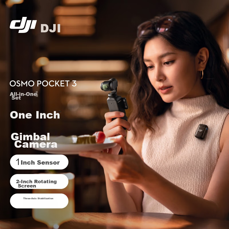 DJI Osmo Pocket 3 All-In Kit, 1-Inch Pocket Gimbal Camera, OP Lingmou Handheld Digital Camera, Travel Vlog, Portable Beauty Camera